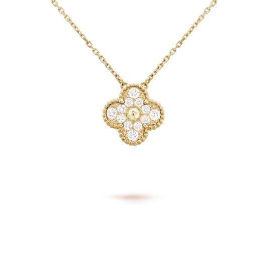 [Regal Gem]CLOVER 15MM DIAMOND SINGLE FLOWER NECKLACE