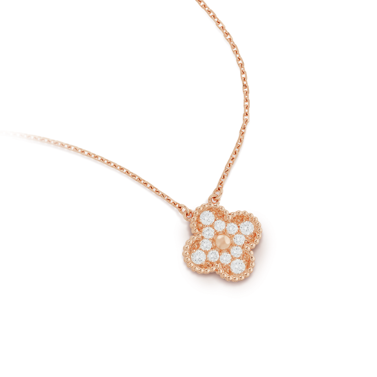 [Regal Gem]CLOVER 15MM DIAMOND SINGLE FLOWER NECKLACE