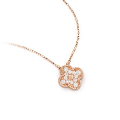 [Regal Gem]CLOVER 15MM DIAMOND SINGLE FLOWER NECKLACE