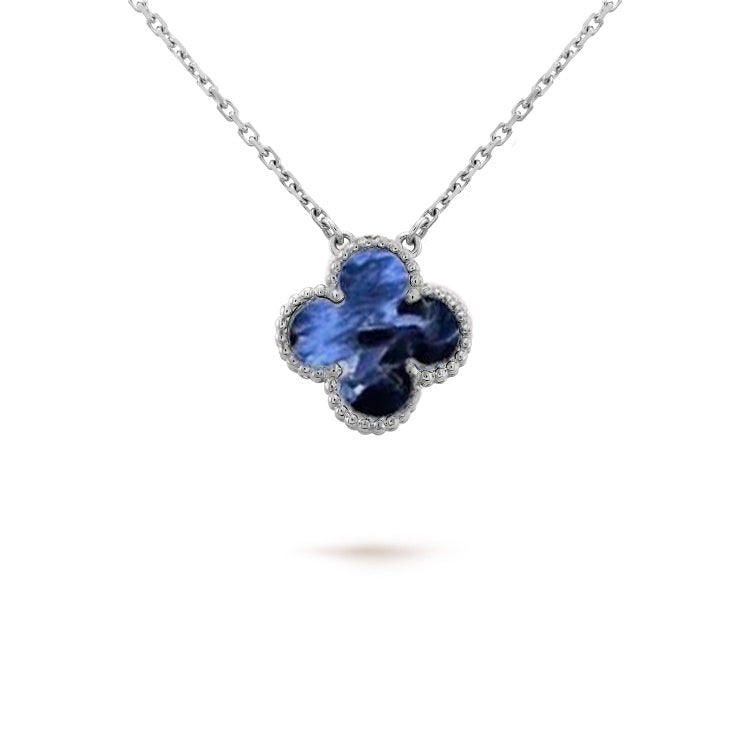 [Regal Gem]CLOVER 15MM PIETERSITE NECKLACE SILVER