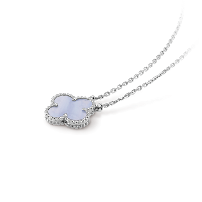 [Regal Gem]CLOVER 15MM BLUE CHALCEDONY NECKLACE SILVER