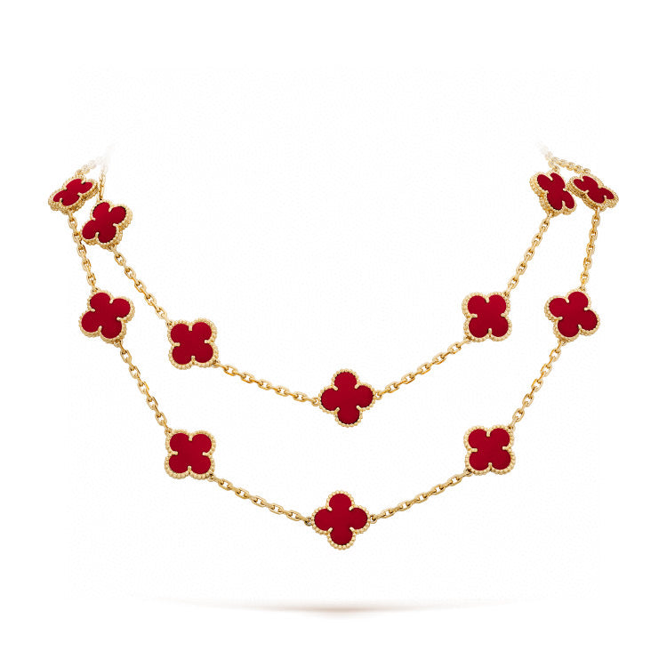 [Regal Gem]CLOVER 20 MOTIFS CARNELIAN NECKLACE
