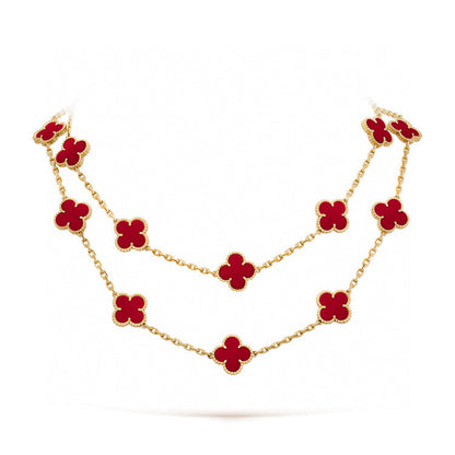 [Regal Gem]CLOVER 20 MOTIFS CARNELIAN NECKLACE