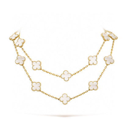 [Regal Gem]CLOVER 20 MOTIFS WHITE MOP NECKLACE