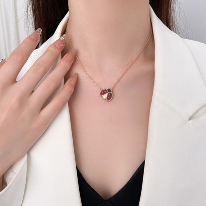 [Regal Gem]LUCKY  CARNELIANS LADYBUG NECKLACE