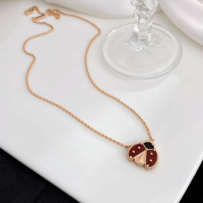 [Regal Gem]LUCKY  CARNELIANS LADYBUG NECKLACE