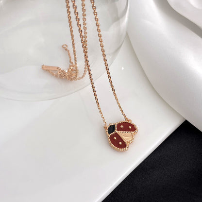 [Regal Gem]LUCKY  CARNELIANS LADYBUG NECKLACE