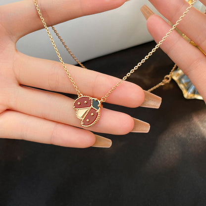[Regal Gem]LUCKY  CARNELIANS LADYBUG NECKLACE