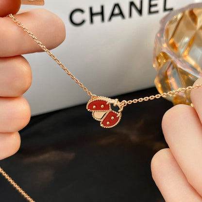 [Regal Gem]LUCKY  CARNELIANS LADYBUG NECKLACE