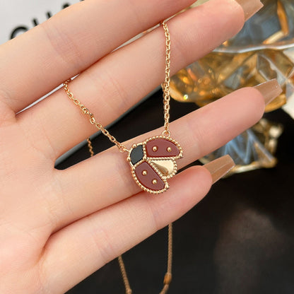 [Regal Gem]LUCKY  CARNELIANS LADYBUG NECKLACE