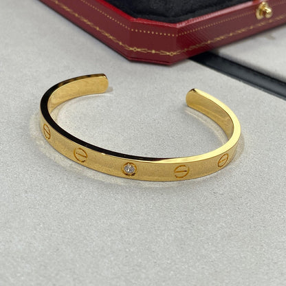 [Regal Gem]LOVE BRACELET 6.1MM 1 DIAMOND OPEN CUFF