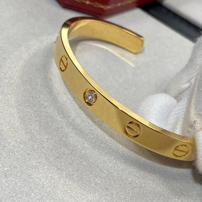 [Regal Gem]LOVE BRACELET 6.1MM 1 DIAMOND OPEN CUFF