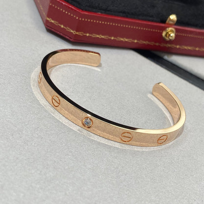 [Regal Gem]LOVE BRACELET 6.1MM 1 DIAMOND OPEN CUFF