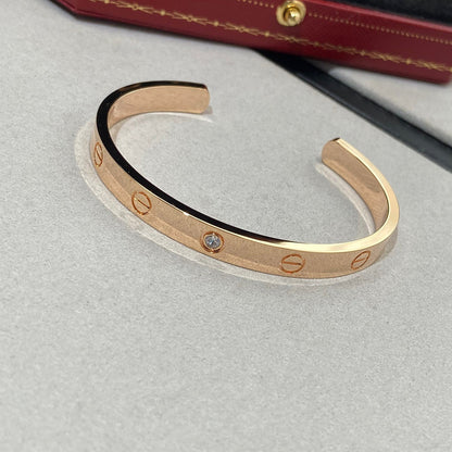 [Regal Gem]LOVE BRACELET 6.1MM 1 DIAMOND OPEN CUFF