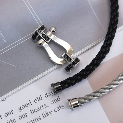 [Regal Gem]FORCE LARGE HORSESHOE BLACK DIAMOND BRACELET SILVER