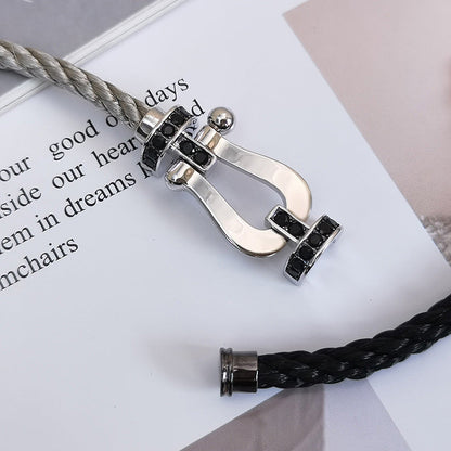 [Regal Gem]FORCE LARGE HORSESHOE BLACK DIAMOND BRACELET SILVER