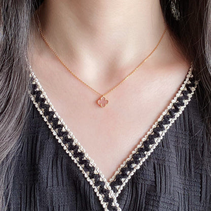 [Regal Gem]CLOVER 15MM PINK MOTHER-OF-PEARL SINGLE FLOWER NECKLACE