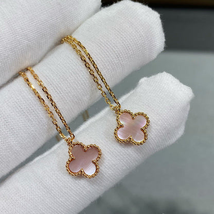 [Regal Gem]CLOVER 15MM PINK MOTHER-OF-PEARL SINGLE FLOWER NECKLACE