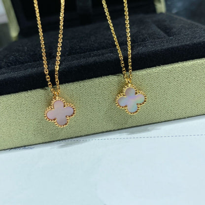 [Regal Gem]CLOVER 15MM PINK MOTHER-OF-PEARL SINGLE FLOWER NECKLACE