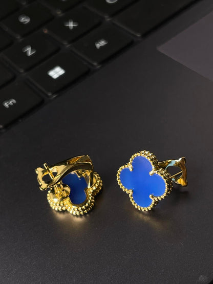 [Regal Gem] CLOVER LARGE (20mm) 1 MOTIFS BLUE MOP STUD EARRINGS