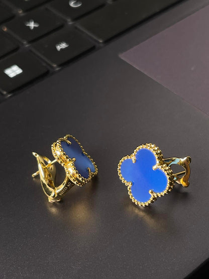 [Regal Gem] CLOVER LARGE (20mm) 1 MOTIFS BLUE MOP STUD EARRINGS