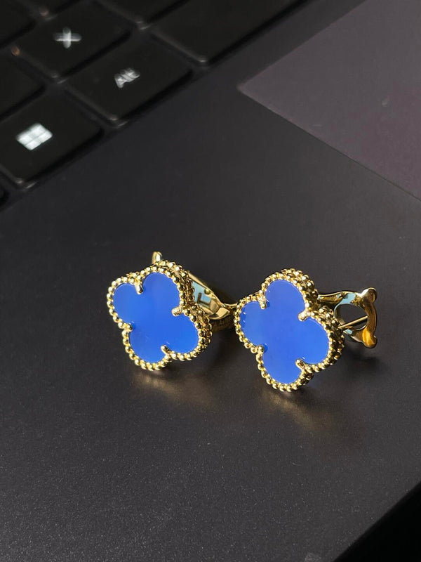 [Regal Gem] CLOVER LARGE (20mm) 1 MOTIFS BLUE MOP STUD EARRINGS