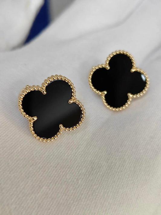 [Regal Gem]CLOVER 20MM BLACK MOP EARRINGS