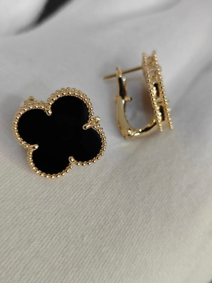 [Regal Gem]CLOVER 20MM BLACK MOP EARRINGS