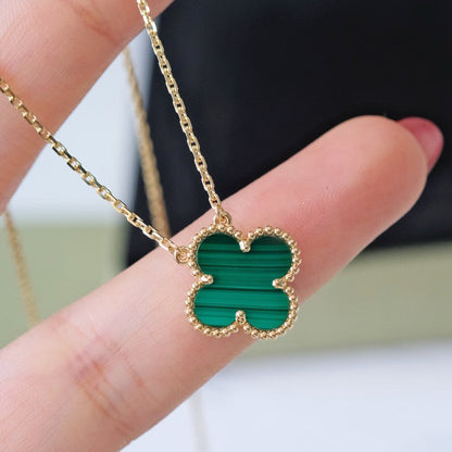 [Regal Gem]CLOVER 15MM MALACHITE SINGLE FLOWER  NECKLACE