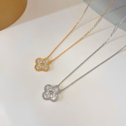 [Regal Gem]CLOVER 15MM DIAMOND SINGLE FLOWER NECKLACE