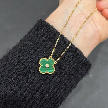 [Regal Gem]CLOVER 15MM DIAMOND TURQUOISE NECKLACE