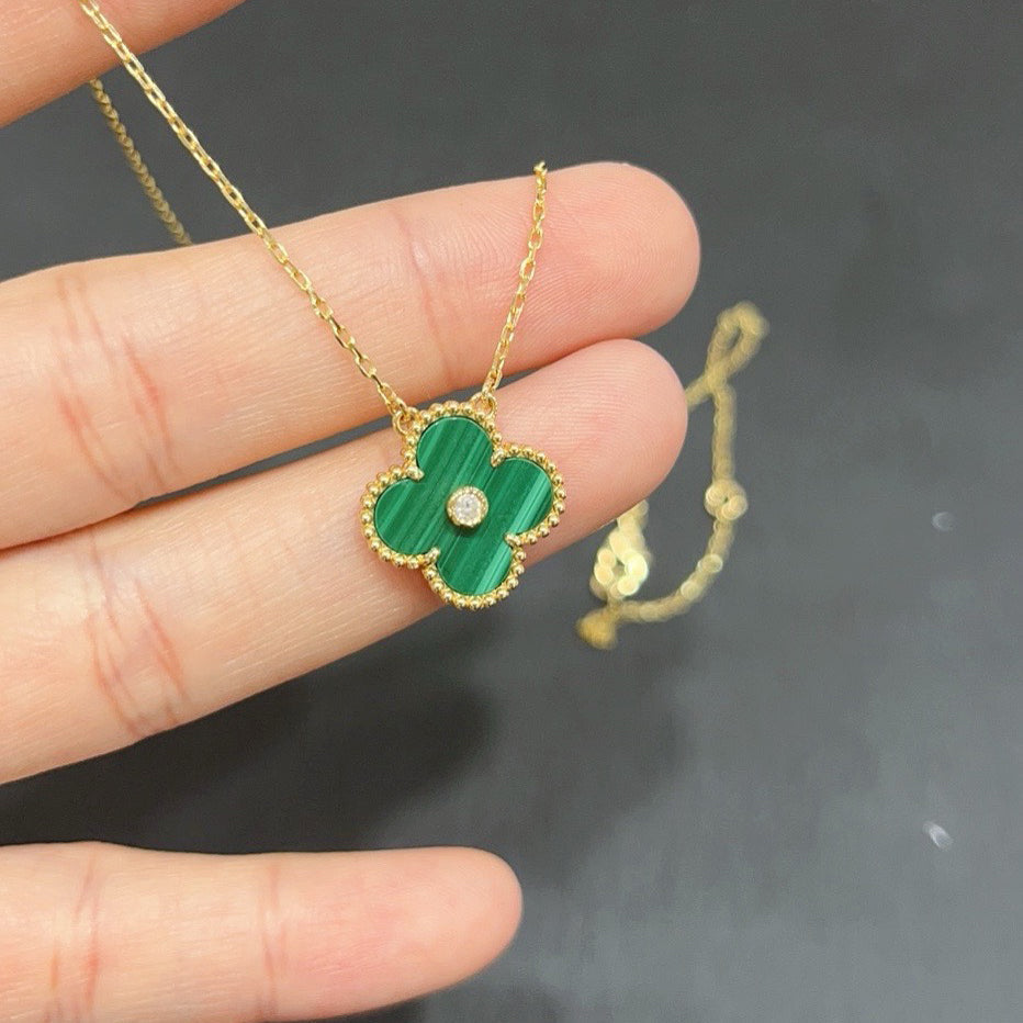 [Regal Gem]CLOVER 15MM DIAMOND TURQUOISE NECKLACE