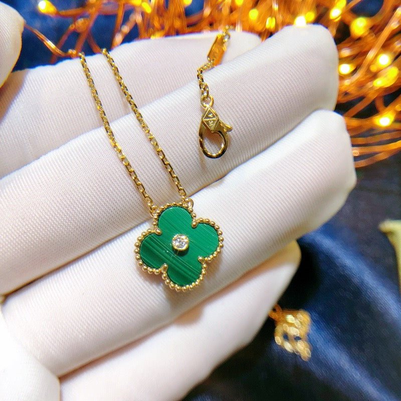[Regal Gem]CLOVER 15MM DIAMOND TURQUOISE NECKLACE