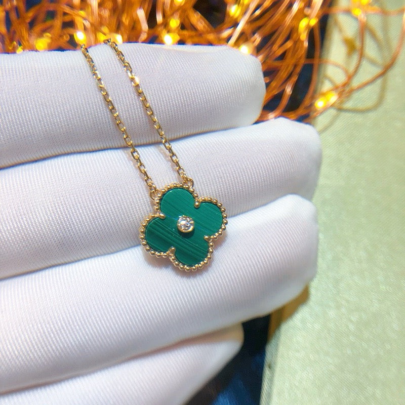 [Regal Gem]CLOVER 15MM DIAMOND TURQUOISE NECKLACE
