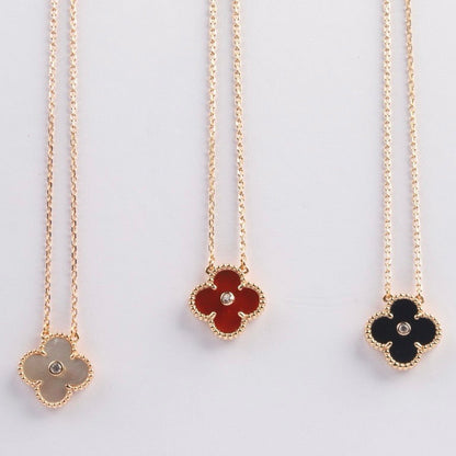 [Regal Gem]CLOVER 15MM DIAMOND CARNELIAN NECKLACE
