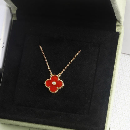 [Regal Gem]CLOVER 15MM DIAMOND CARNELIAN NECKLACE