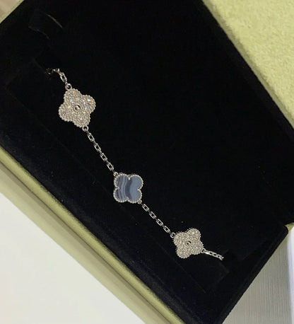[Regal Gem] CLOVER 5 MOTIF PURPLE CHALCEDONY BRACELET COLLECTION