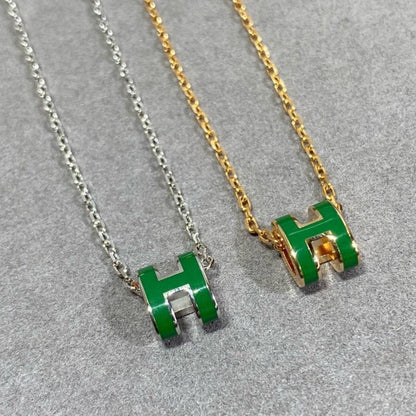 [Regal Gem]POP H GREEN NECKLACE SILVER AND GOLD