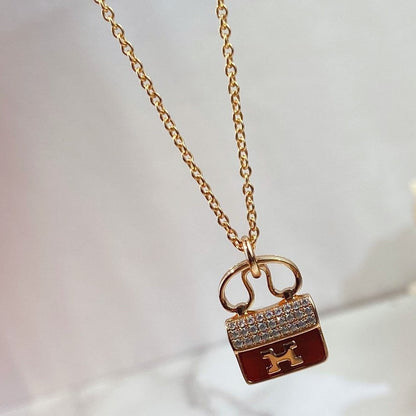 [Regal Gem]CONSTANCE RED PEDANT PINK GOLD NECKLACE