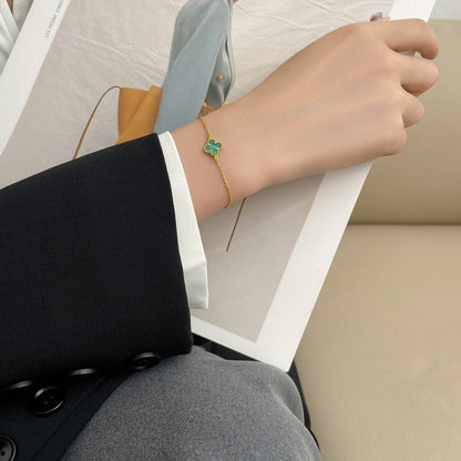 [Regal Gem]CLOVER BRACELET MALACHITE 1 MOTIF