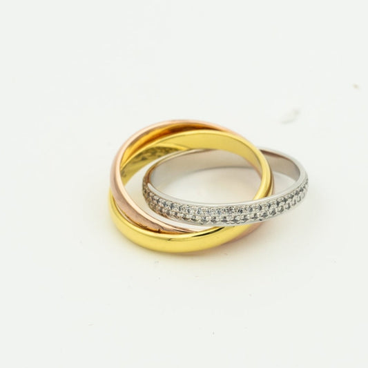 [Regal Gem Jewelry]TRINITY RING GOLD PINK GOLD SILVER DIAMONDS