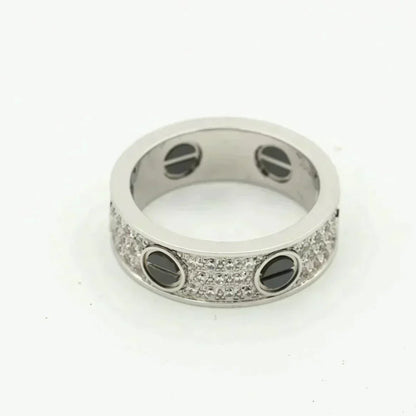 [Regal Gem]LOVE RING 5.5MM DIAMONDS PAVED CERAMIC
