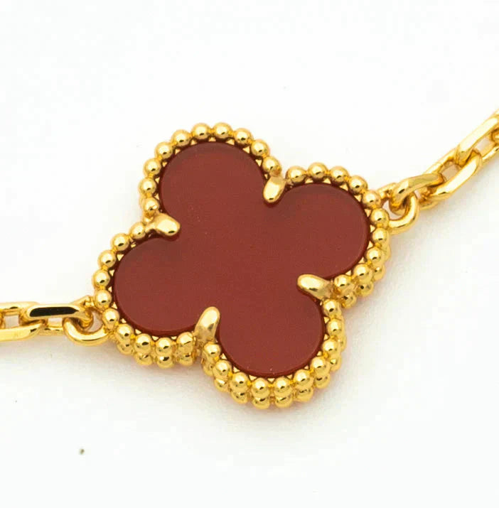 [Regal Gem] CLOVER 5 MOTIF RED CORNELIAN BRACELET COLLECTION