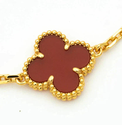 [Regal Gem] CLOVER 5 MOTIF RED CORNELIAN BRACELET COLLECTION