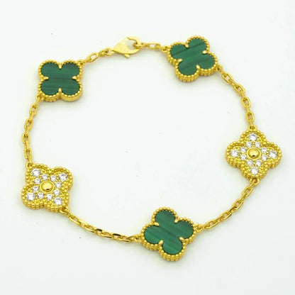 [Regal Gem] CLOVER 5 MOTIF MALACHITE BRACELET COLLECTION