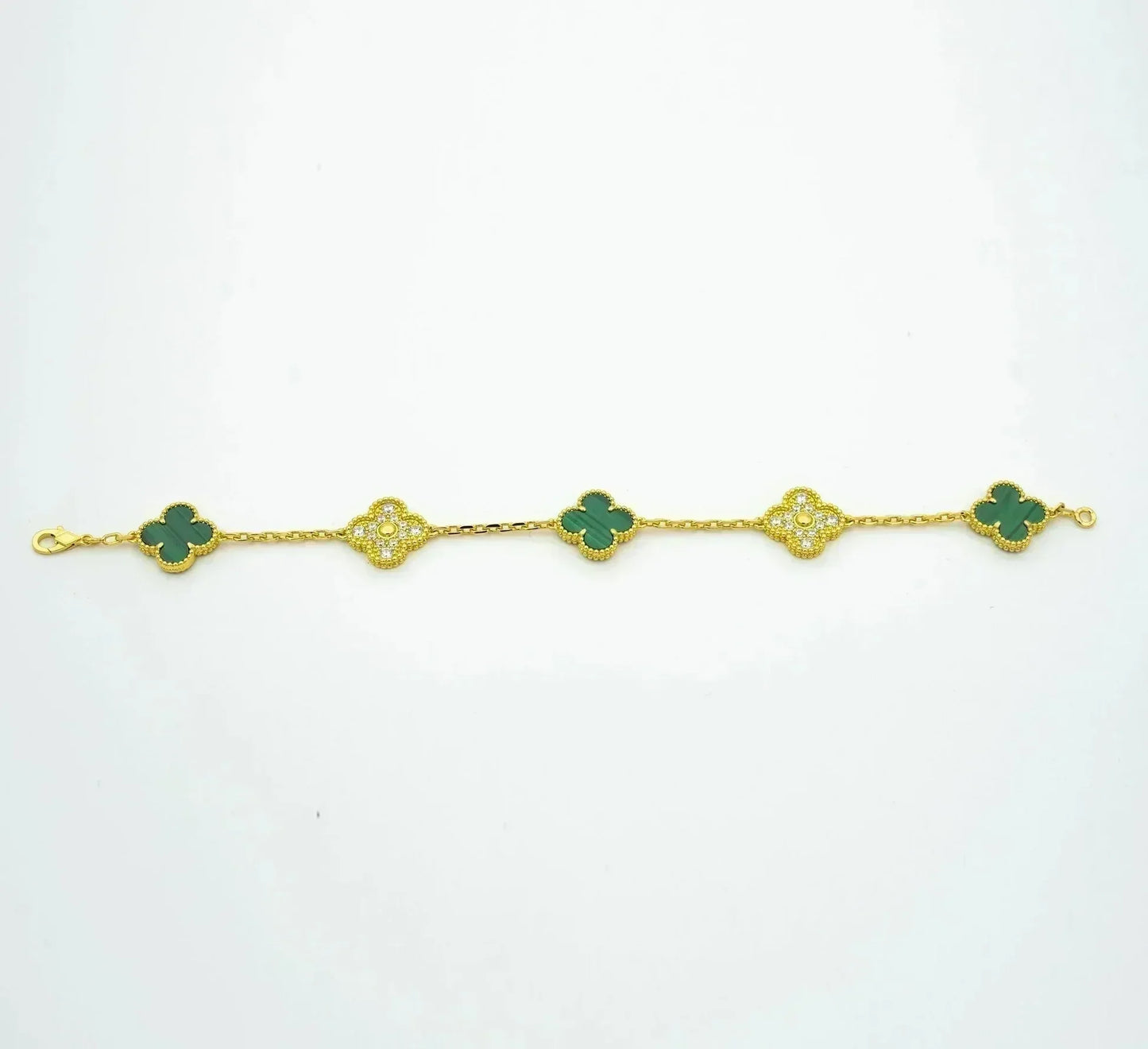 [Regal Gem] CLOVER 5 MOTIF MALACHITE BRACELET COLLECTION