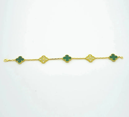 [Regal Gem] CLOVER 5 MOTIF MALACHITE BRACELET COLLECTION