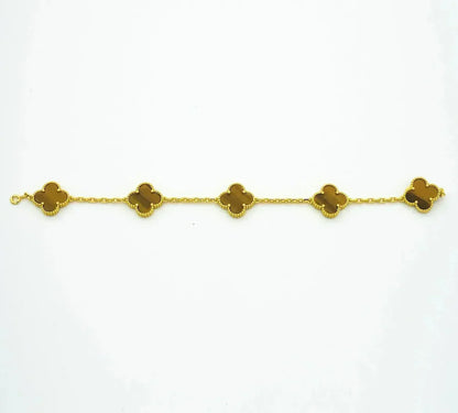 [Regal Gem] CLOVER 5 MOTIFS TIGER EYE BRACELET COLLECTION