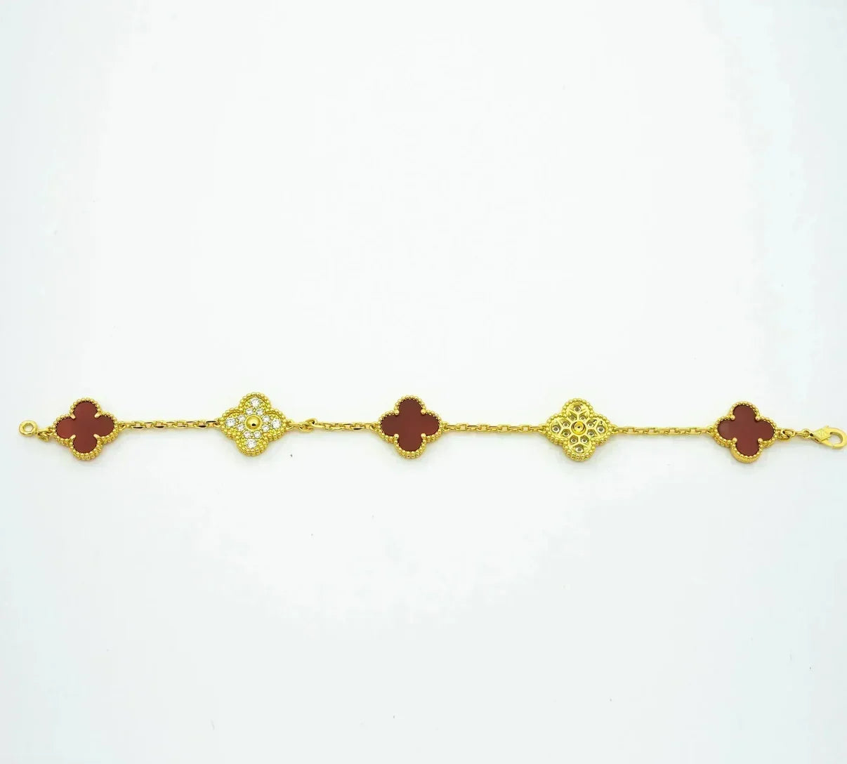[Regal Gem] CLOVER 5 MOTIF RED CORNELIAN BRACELET COLLECTION