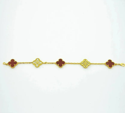 [Regal Gem] CLOVER 5 MOTIF RED CORNELIAN BRACELET COLLECTION